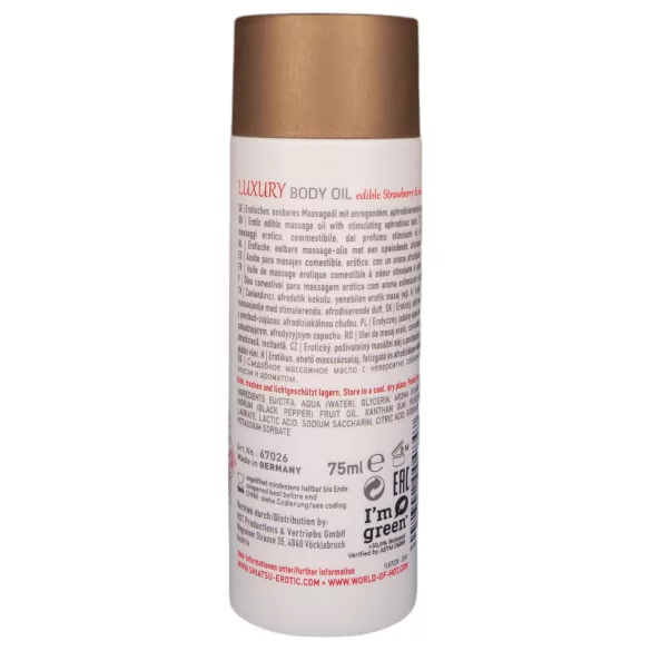 Shiatsu Luxury - ulei de masaj comestibil - căpșuni și piper roșu - 75ml