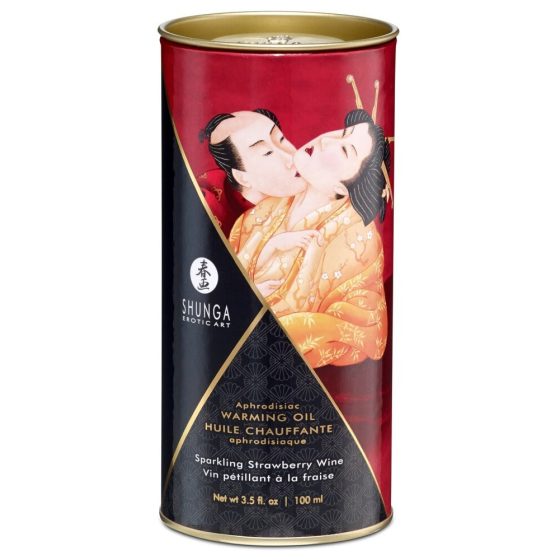 Shunga - Ulei de masaj încălzitor - șampanie-căpșună (100ml)