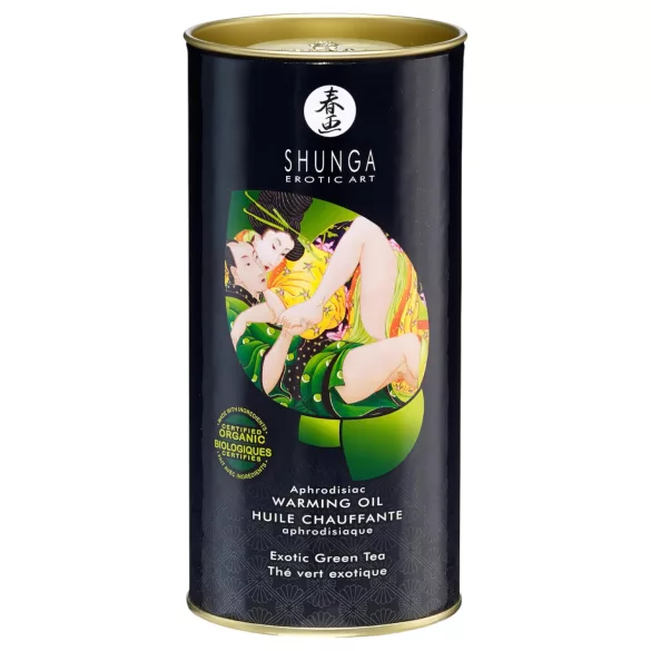 Shunga - ulei de masaj încălzitor - ceai verde - 100ml