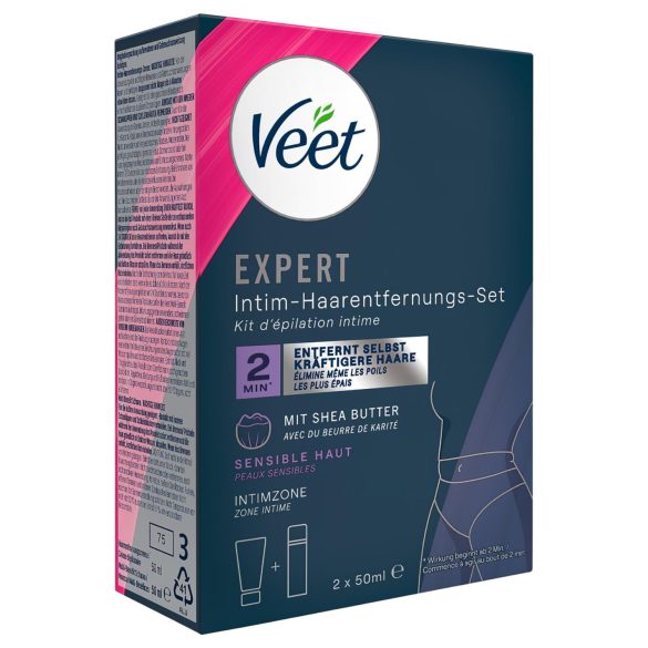Veet - cremă depilatoare intimă și spumă hidratantă pentru femei (2*50 ml)