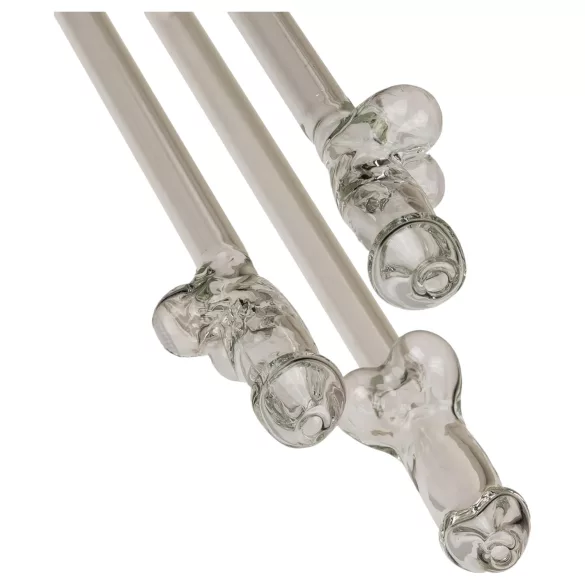 Straw Willy - paie cu penis - sticlă transparentă - set 4 bucăți