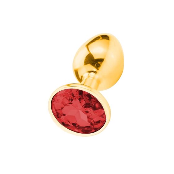 Sunfo - dildo anal de metal cu piatră (auriu-roșu)