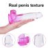 Sunfo - dildo cu ventuză și testicule - 22cm (transparent-violet)