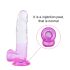 Sunfo - dildo ventuzat cu testicule - 22cm (transparent-violet)
