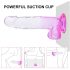 Sunfo - dildo ventuzat cu testicule - 22cm (transparent-violet)
