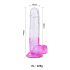 Sunfo - dildo ventuzat cu testicule - 22cm (transparent-violet)