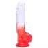 Sunfo - dildo cu ventuză, cu testicule - 21cm - transparent roșu