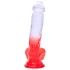 Sunfo - dildo cu ventuză, cu testicule - 21cm - transparent roșu