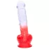 Sunfo - dildo cu ventuză, cu testicule - 21cm - transparent roșu
