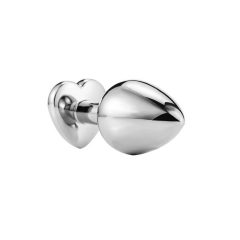   Sunfo - dildo anal de metal cu piatră în formă de inimă (argintiu-alb)