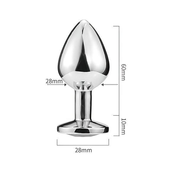 Sunfo - dop anal metal cu piatră inimă - argintiu/alb