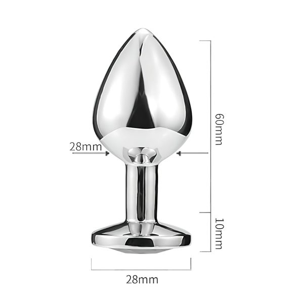 Sunfo - dop anal metalic cu piatră în formă de inimă (argintiu-roz)