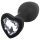 Sunfo - plug anal silicon, piatră inimă alb-negru