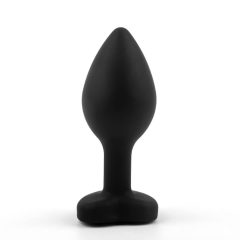   Sunfo - dildo anal din silicon cu piatră în formă de inimă (negru-alb)