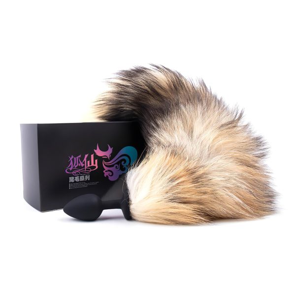 Sunfo - dop anal din silicon cu coadă de vulpe - negru-roșu