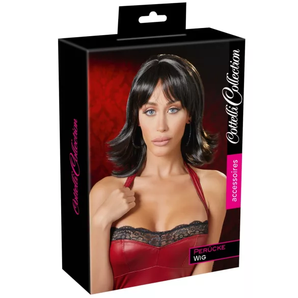 Cottelli - perucă de damă neagră cu păr drept, accesoriu pentru costum