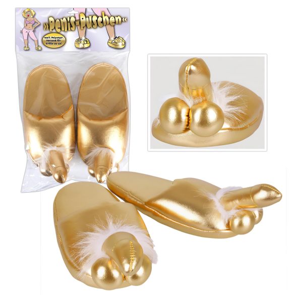 Papuci cu design în formă de penis - aurii