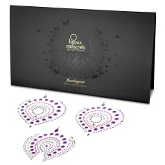   Set de bijuterii intime cu diamante strălucitoare - 3 piese (roz-mov)