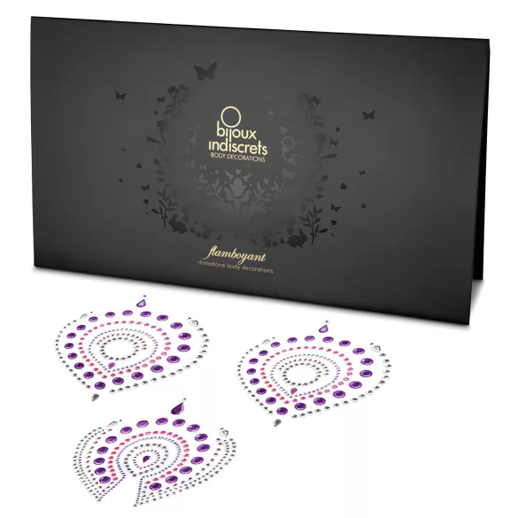 Set de bijuterii intime cu diamante strălucitoare - 3 piese (roz-mov)