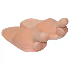 Papuci de pluș - formă penis - bej