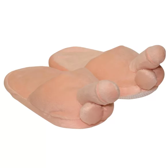 Papuci de pluș - formă penis - bej
