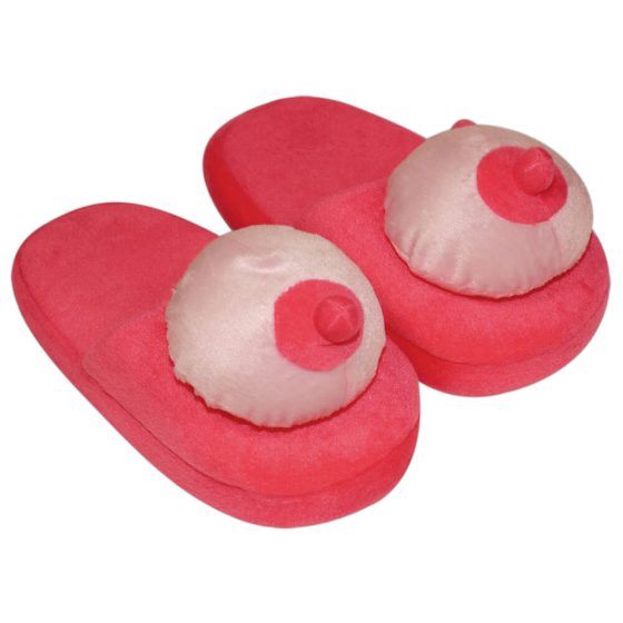 Papuci de pluș roz - formă de sân