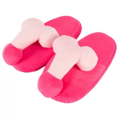 Papuci de pluș - formă penis - roz