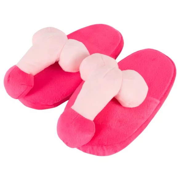 Papuci de pluș - formă penis - roz
