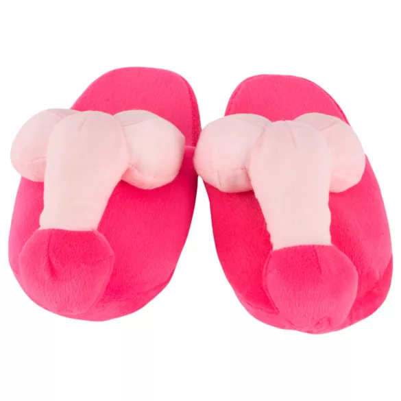 Papuci de pluș - formă penis - roz