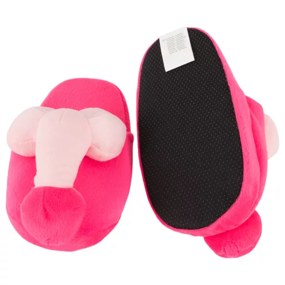 Papuci de pluș - formă penis - roz