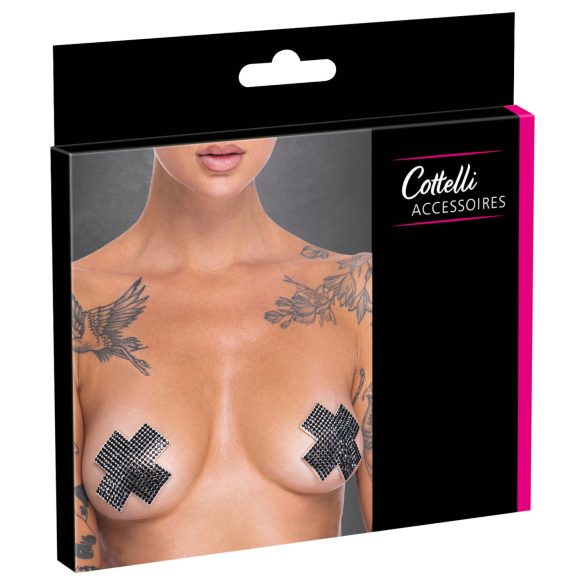 Cottelli - abțibilduri pentru sfârcuri cu strasuri X (negru)