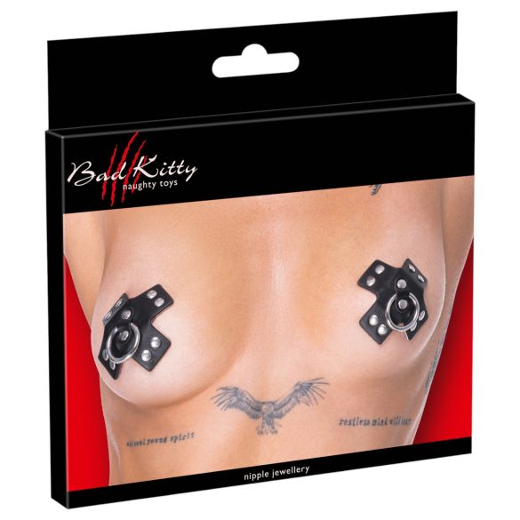 Bad Kitty - autocolante pentru sfârcuri cu piercing (negru)