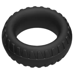   Pulselock Forge - inel pentru penis din silicon, cu model de profil de anvelopă (negru) - 30 mm.