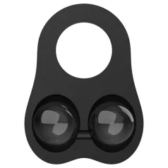   Pulselock Taur - inel pentru testicule din silicon, cu bile ponderate (negru)