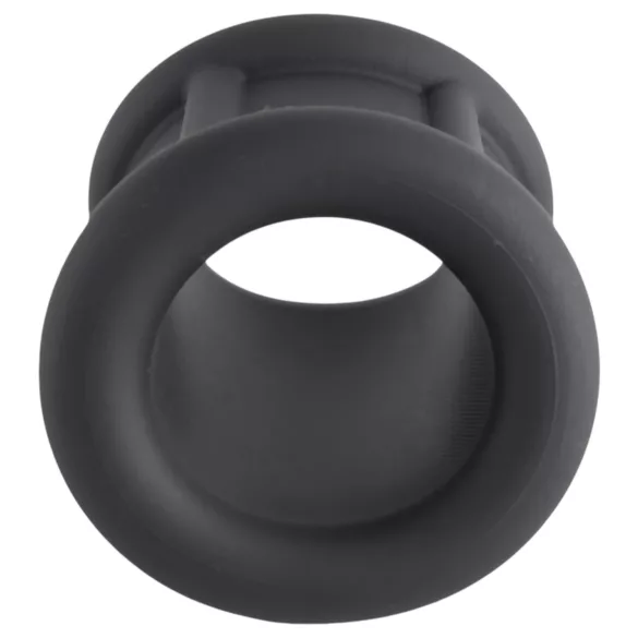 Pulselock Cocktura - inel penian din silicon striat (negru) - 30 mm