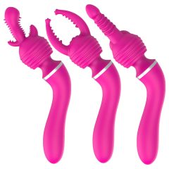   Lonely - 2 în 1 reîncărcabilă, cu cap de masaj interschimbabil și vibrator pentru punctul G (roz)