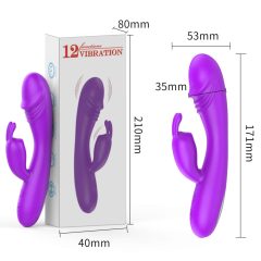 Lonely - vibrator cu punct G, cu clitoris, acumulator (roz)