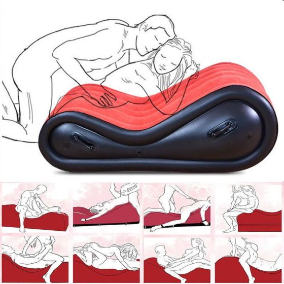 Magic Pillow - Pat gonflabil pentru sex - cu cătușe - mare (roșu)