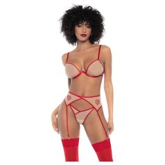   Mapalé - Set sutien decupat din 3 piese (roșu-natural) - (S/M)