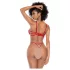 Mapalé - Set sutien decupat din 3 piese (roșu-natural) - (S/M)