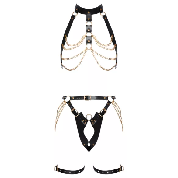 ZADO - Set ham din piele 2 piese (negru-auriu)