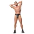 ZADO - tanga din piele tip centură de castitate cu 2 lacăte - negru (S-2XL)