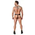 ZADO - tanga din piele tip centură de castitate cu 2 lacăte - negru (S-2XL)