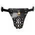 ZADO - tanga din piele tip centură de castitate cu 2 lacăte - negru (S-2XL)