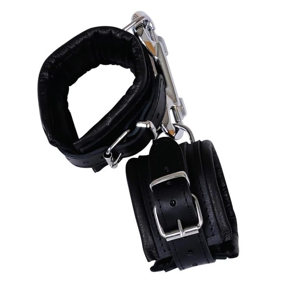 ZADO - cătușe din piele cu carabiner (negru)