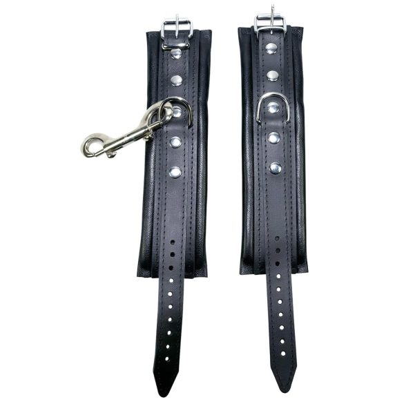 ZADO - cătușe din piele pentru încheieturi - cu carabină - negru