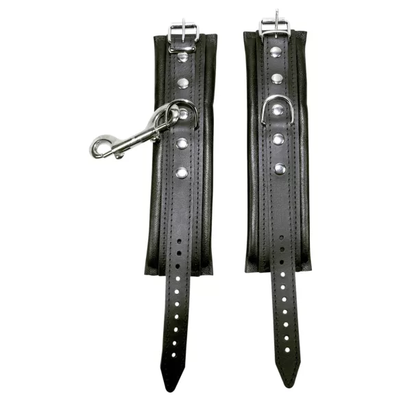 ZADO - cătușe din piele pentru încheieturi - cu carabină - negru