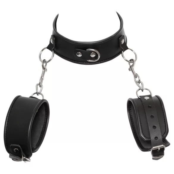 ZADO - colier din piele cu cătușe - negru