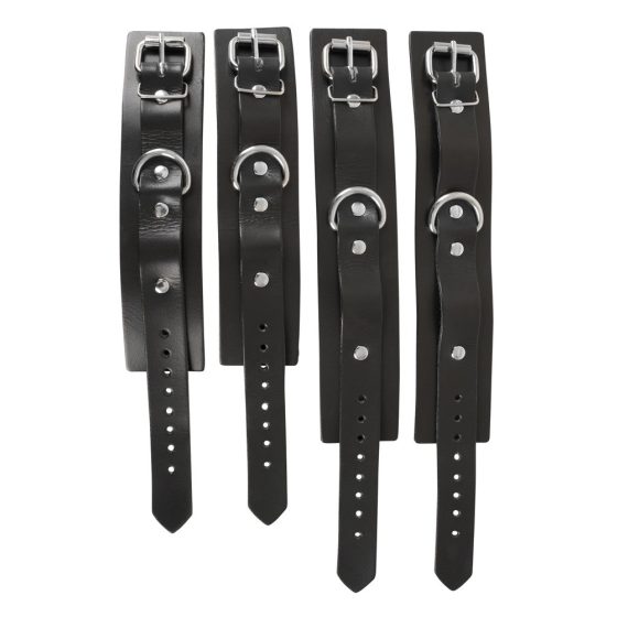 ZADO - set de cătușe pentru încheietură și gleznă cu curea încrucișată (negru)