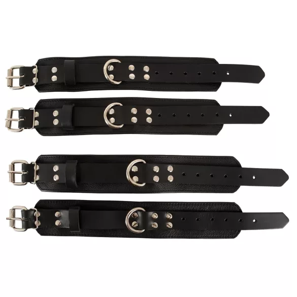 ZADO - set de restrângere pentru pat - piele neagră